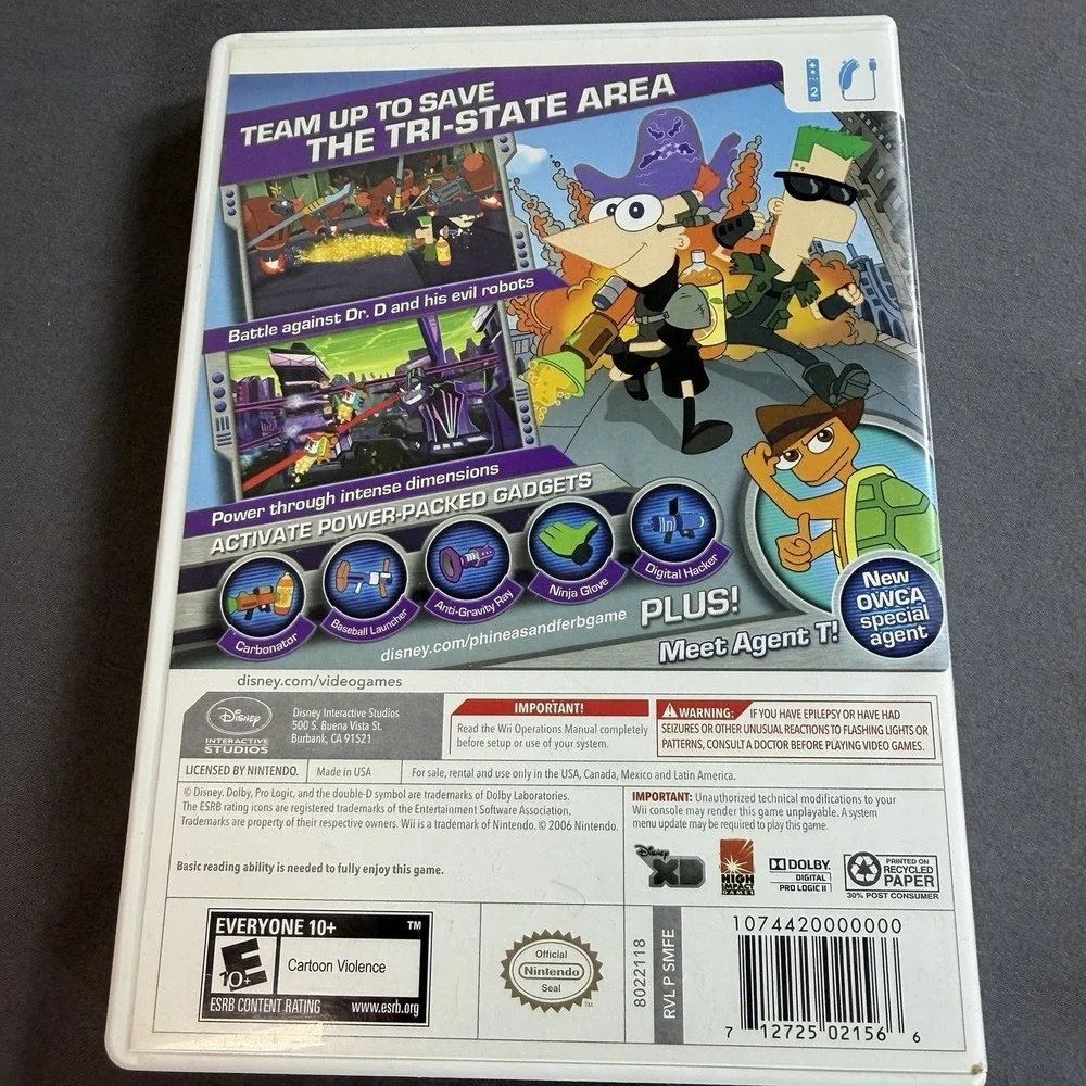 Phineas and Ferb Across the 2nd Dimension Nintendo Wii 2011 Video Game w Manual